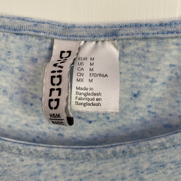 Women's Medium H&M Divided Basic Short Sleeve Blue Speckled Pocket T-Shirt - Picture 3 of 4